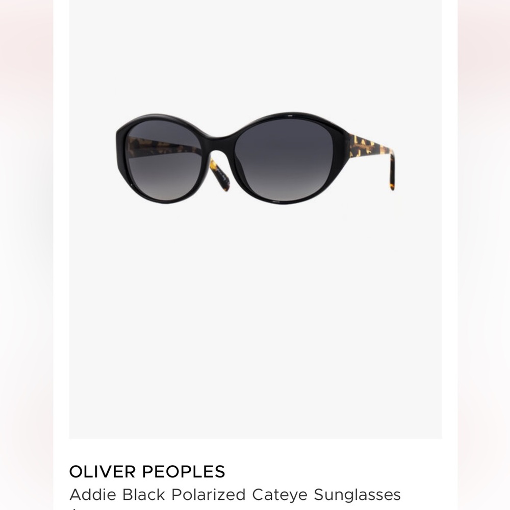 OLIVER PEOPLES Addie Black Polarized Cateye Sunglasses Tortuous frame